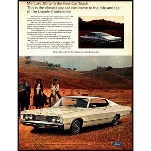 1968 Mercury Park Lane 2 Door Hardtop Vintage Print Ad Women Horseback Wall Art